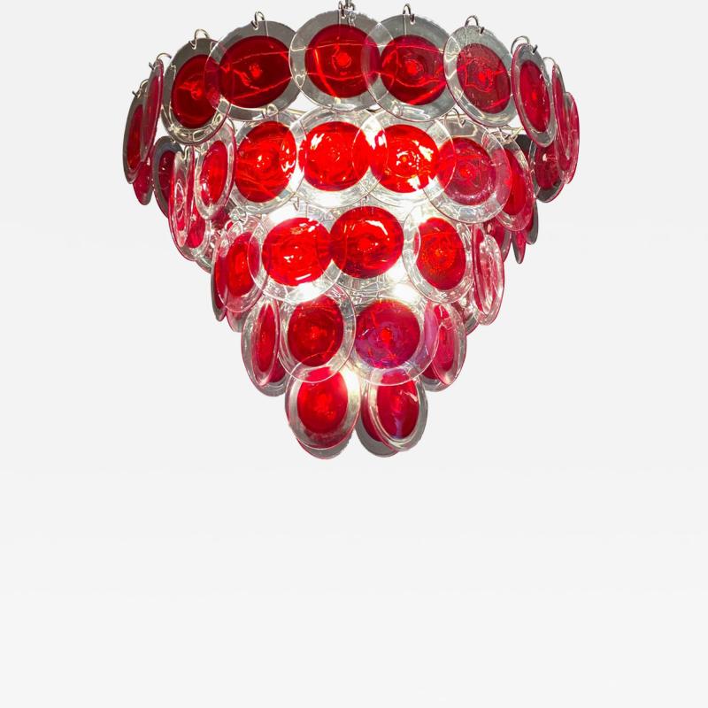 Red Disc Striking Murano Chandelier