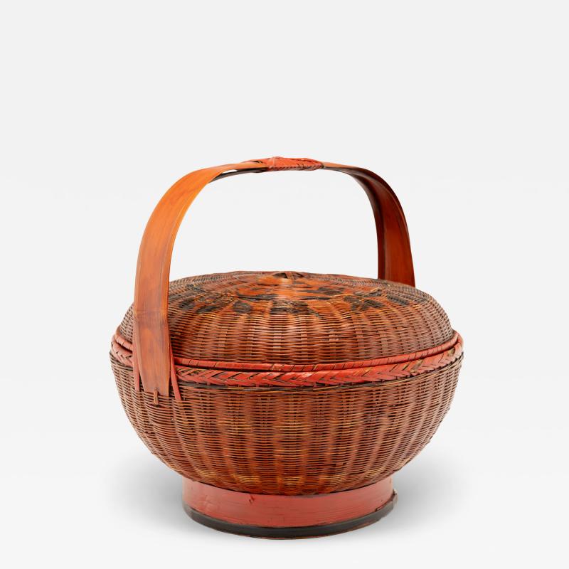Red Lacquer Carrying Basket