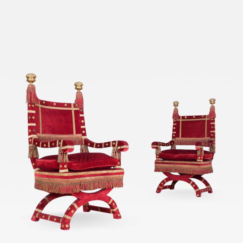 Red Velvet Italian Throne Chairs