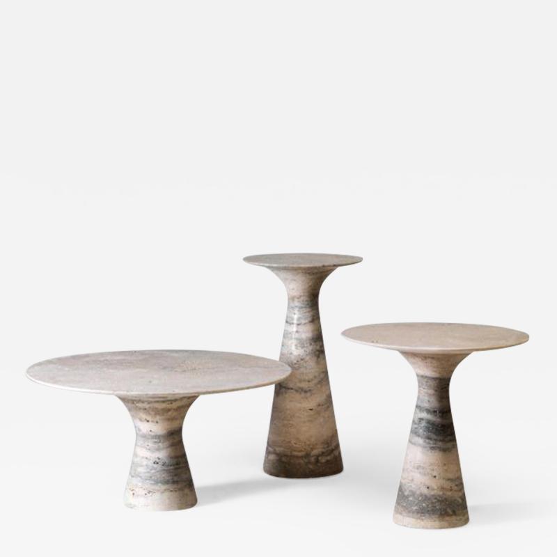 Refined Set of 3 Contemporary Marble Side Tables