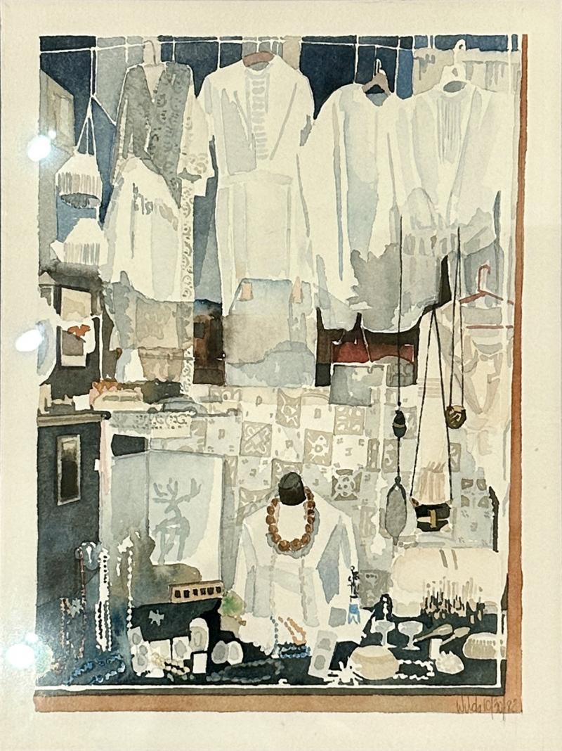 Reflections in a 2nd Hand Window Watercolors painting by Wilda Nothrop 
