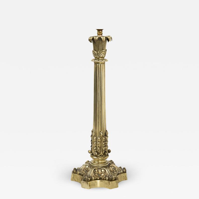 Regency Brass Column Lamp Circa 1825