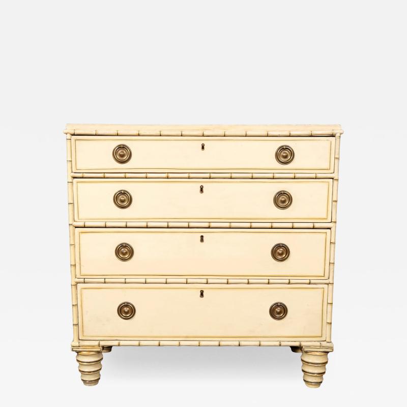 Regency Faux Bamboo Painted Pine Chest Of Drawers