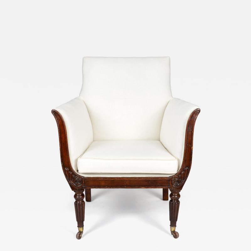 Regency Faux Rosewood Lyre Form Armchair