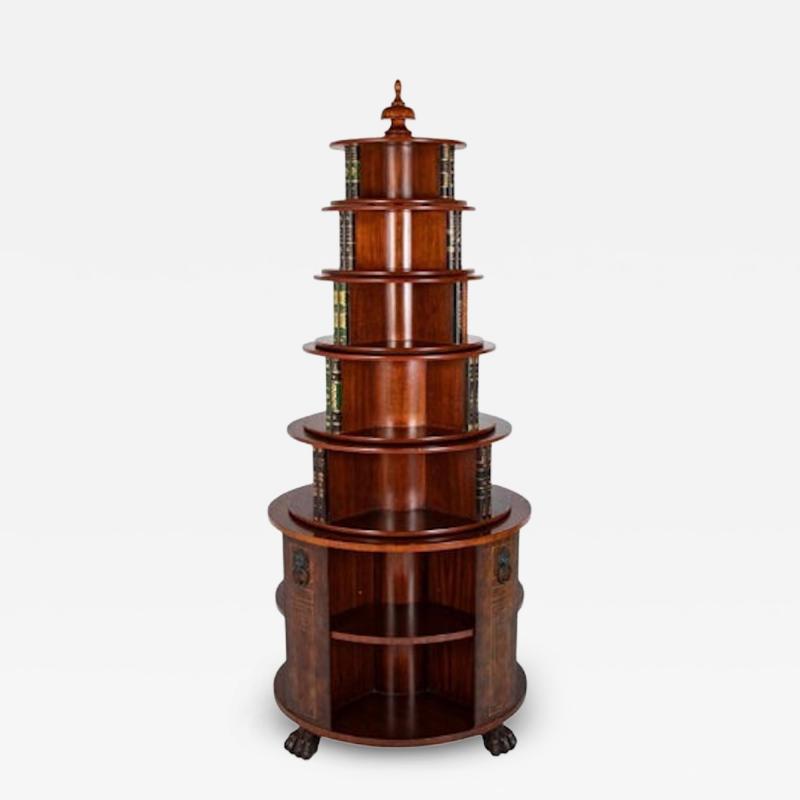 Regency Form Revolving Six Section Library Etagere with Faux Books