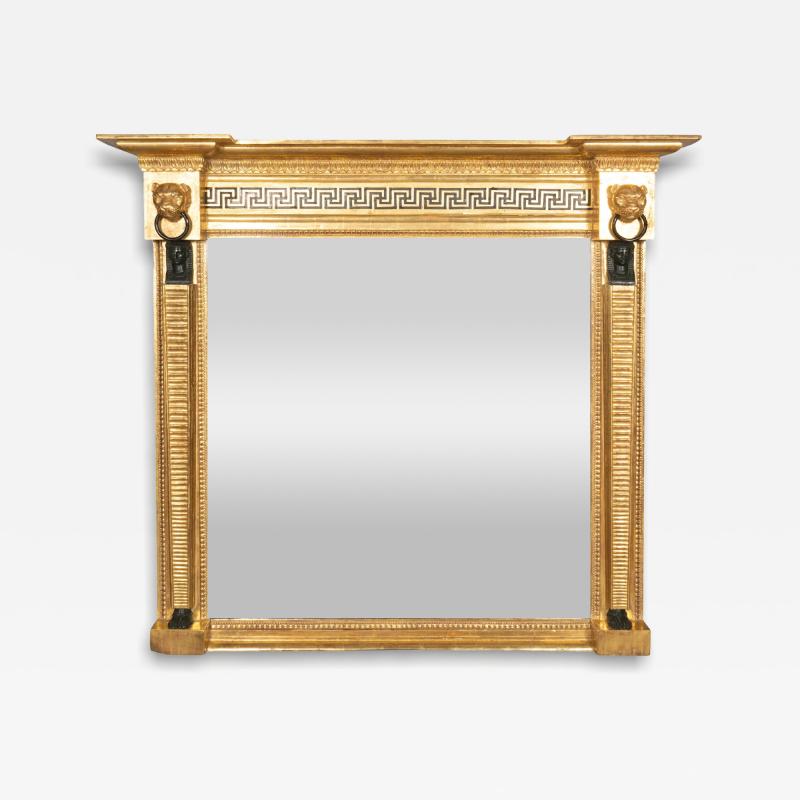 Regency Giltwood And Ebonized Overmantle Mirror