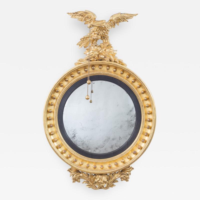 Regency Giltwood Convex Mirror with Eagle