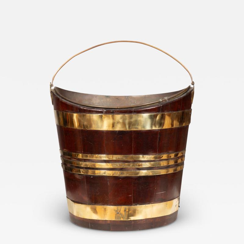 Regency Mahogany And Brass Bound Peat Bucket