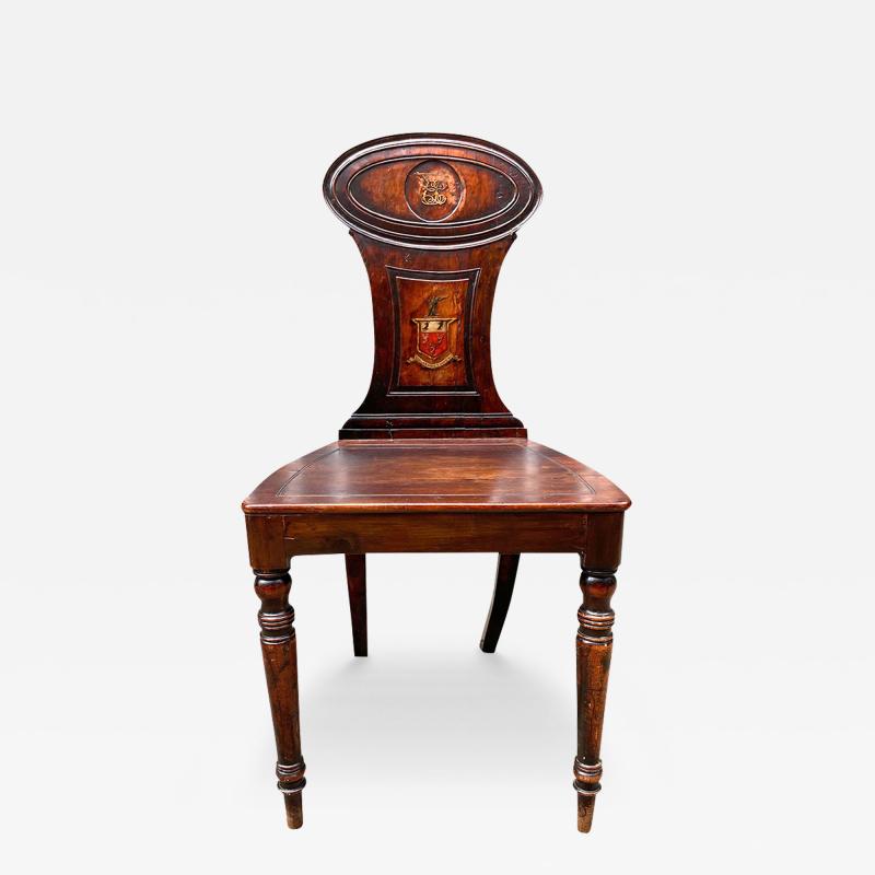 Regency Mahogany Hall Chair with Armorial Crest