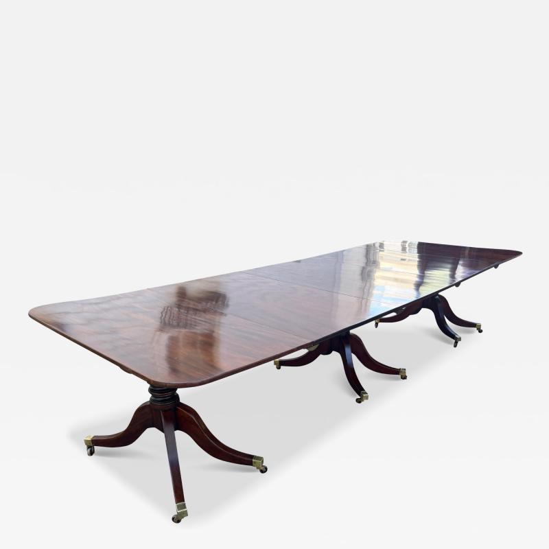 Regency Mahogany Three Pedestal Dining Table