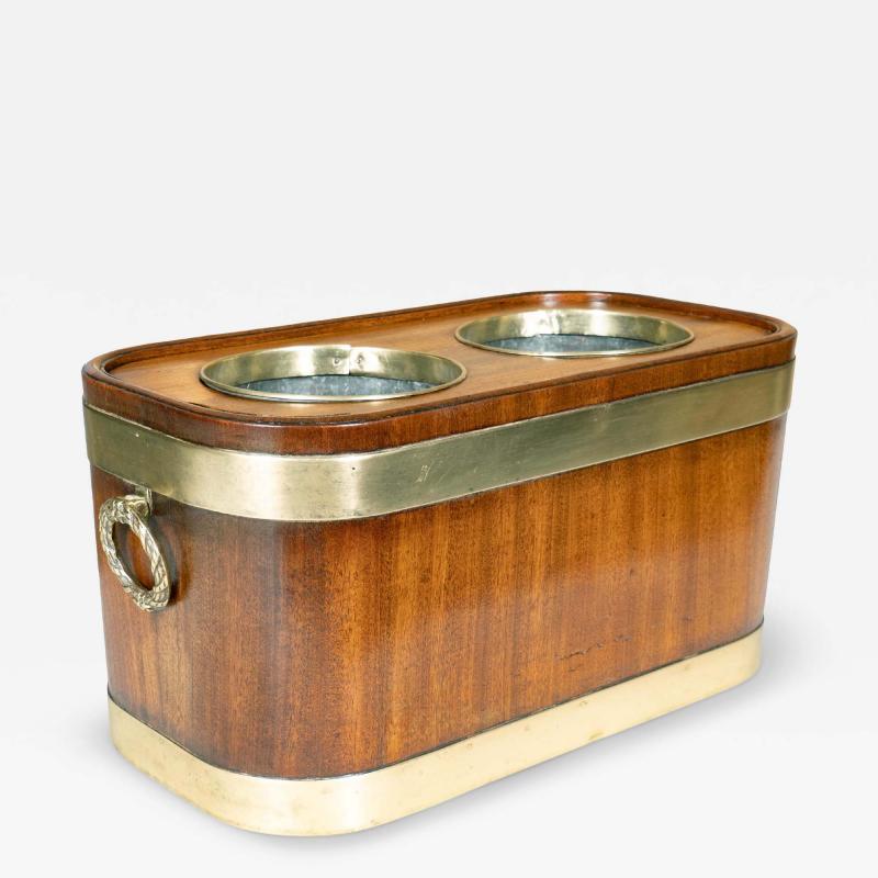 Regency Mahogany and Brass Campaign Double Wine Cooler