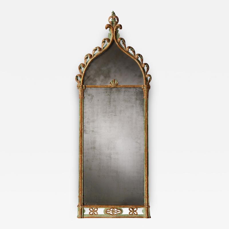 Regency Period Antique Mirror In the Gothic Style with Original Decoration