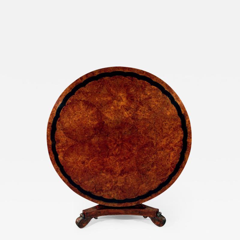 Regency Period Circular Burr Yew Wood Center Table