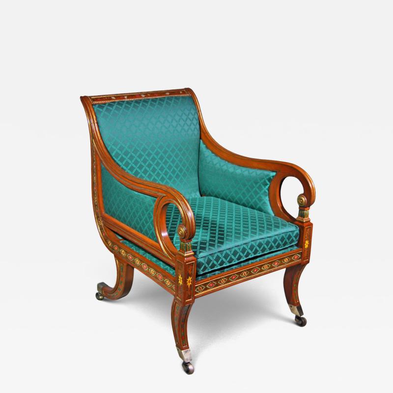 Regency Period Decorated Gilt Library Chair
