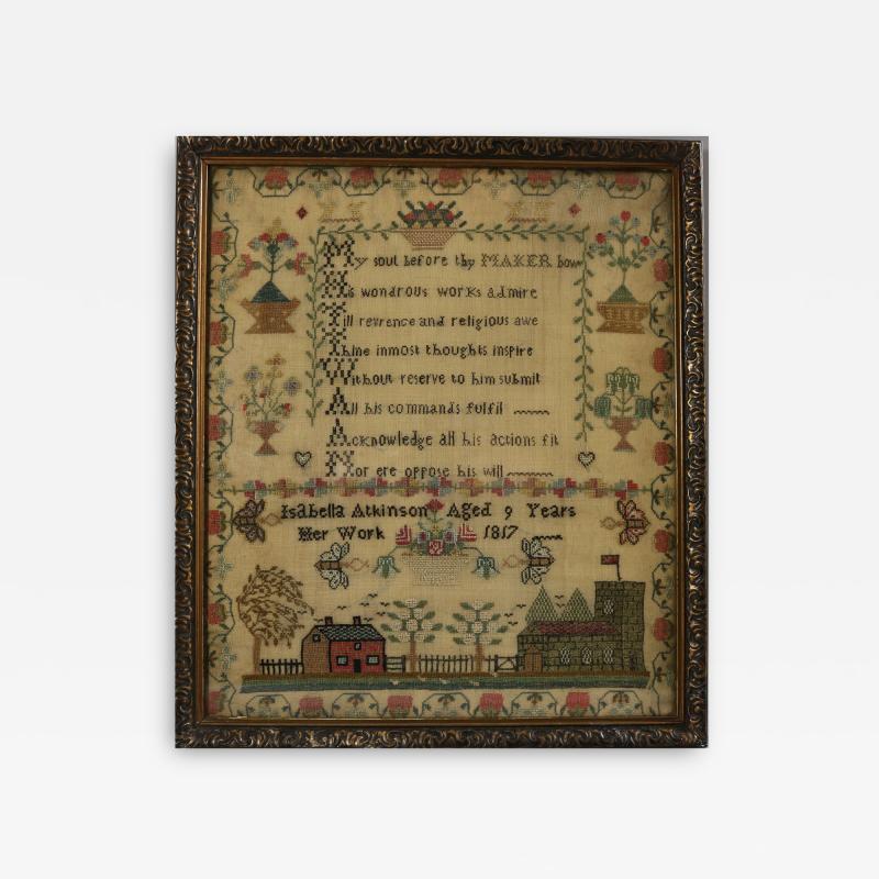 Regency Period Sampler 1817 by Isabella Atkinson Aged 9