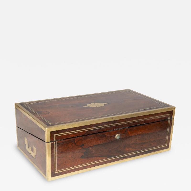 Regency Rosewood And Brass Campaign Traveling Desk Box