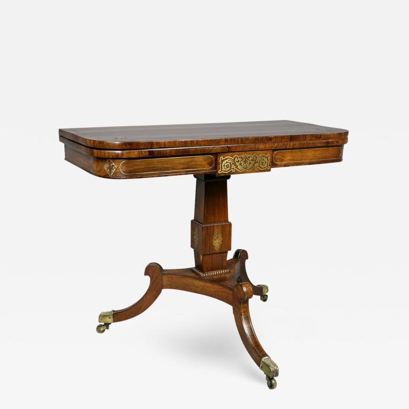 Regency Rosewood And Brass Inlaid Card Table