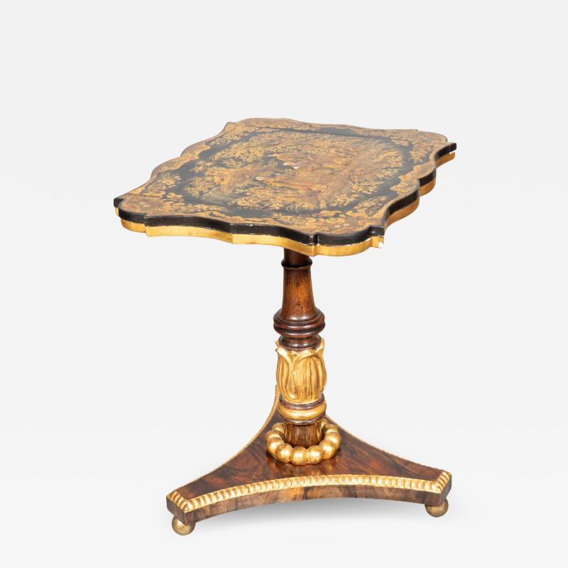 Regency Rosewood And Chinoiserie Side Table Adapted From A Pole Screen
