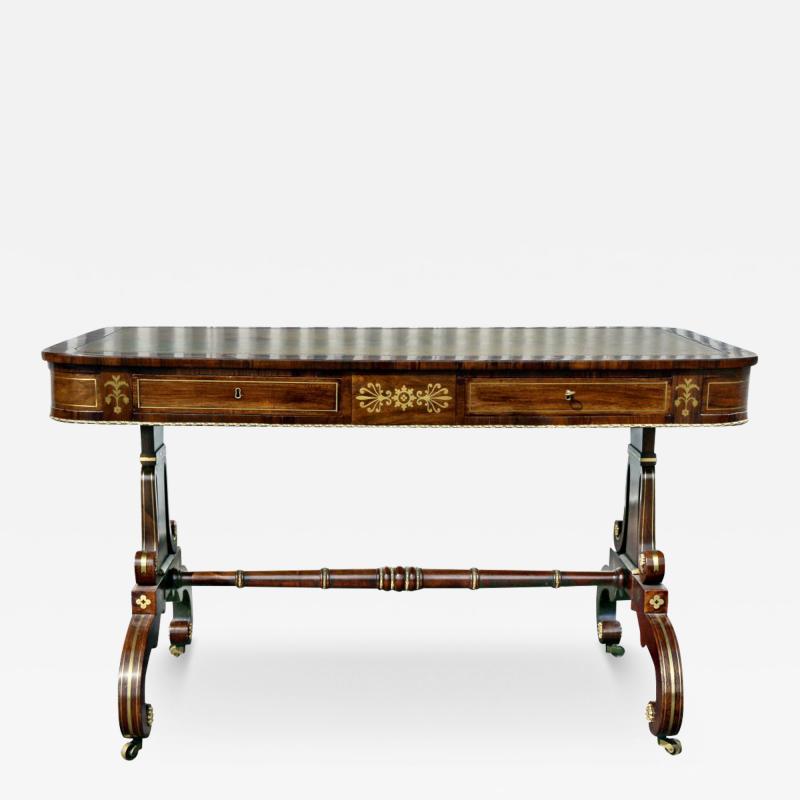 Regency Rosewood and Brass Inlaid Writing Table