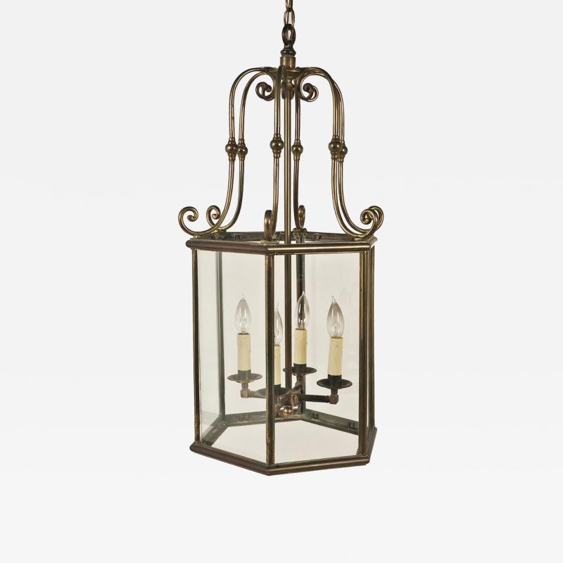 Regency Style Brass Glass Lantern circa 1900