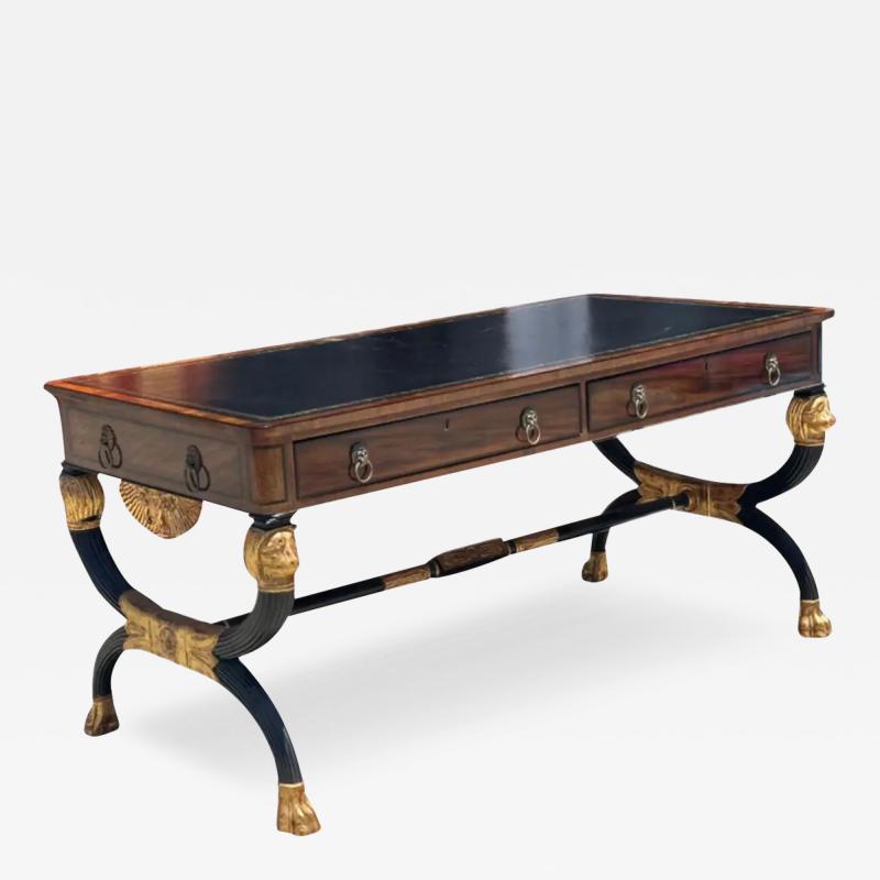 Regency Style Burton Ching Mahogany Ebony Giltwood Partner Desk