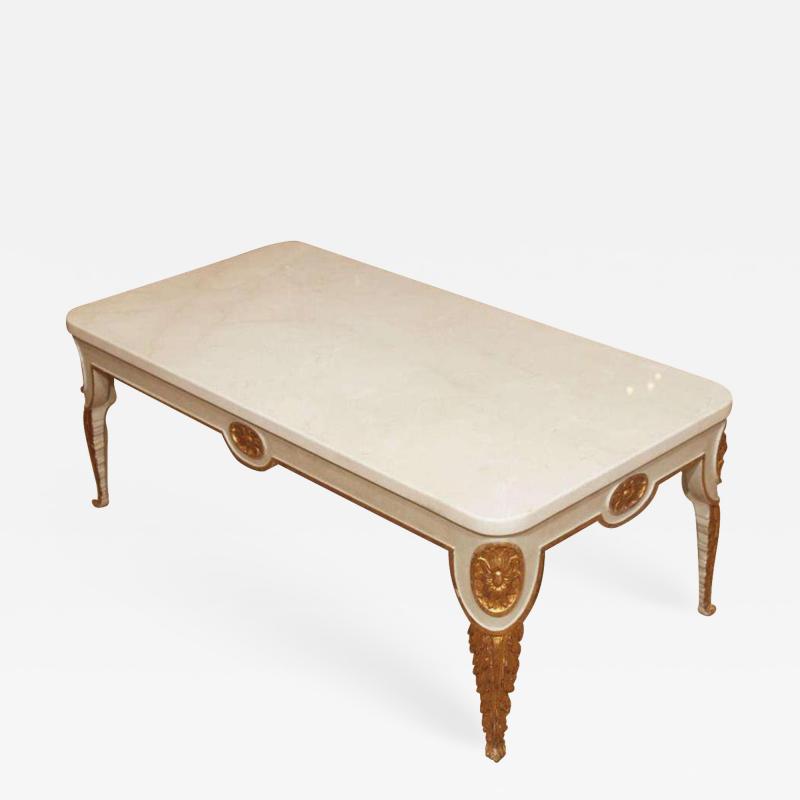 Regency Style Coffee Table with White Marble Top