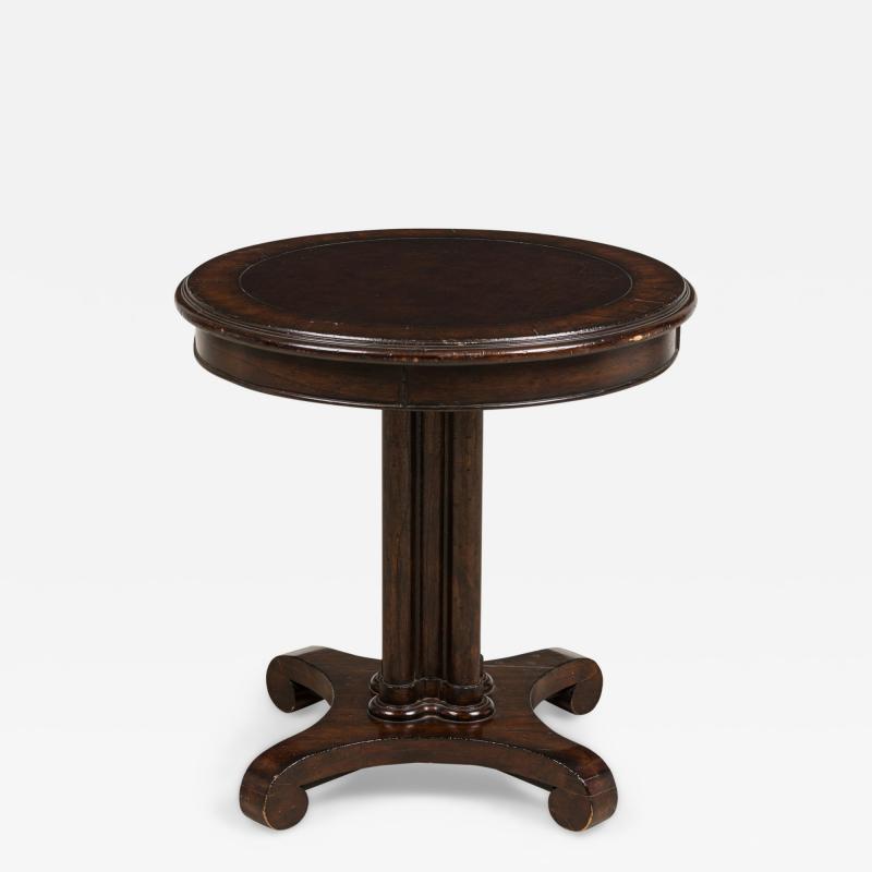 Regency Style Round Mahogany and Leather Center Table
