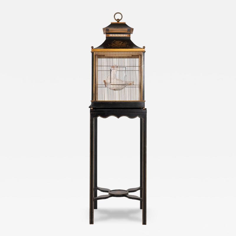 Regency Style Tole Birdcage on Stand USA 20th Century