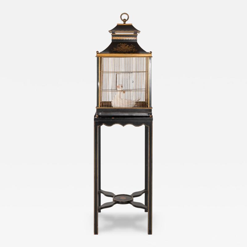Regency Style Tole Birdcage on Stand USA 20th Century
