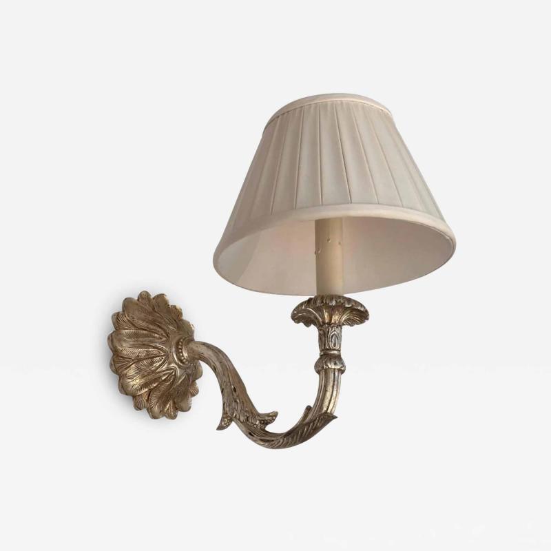 Regency Style White Gold Gilt Metal Single Arm Wall Sconce