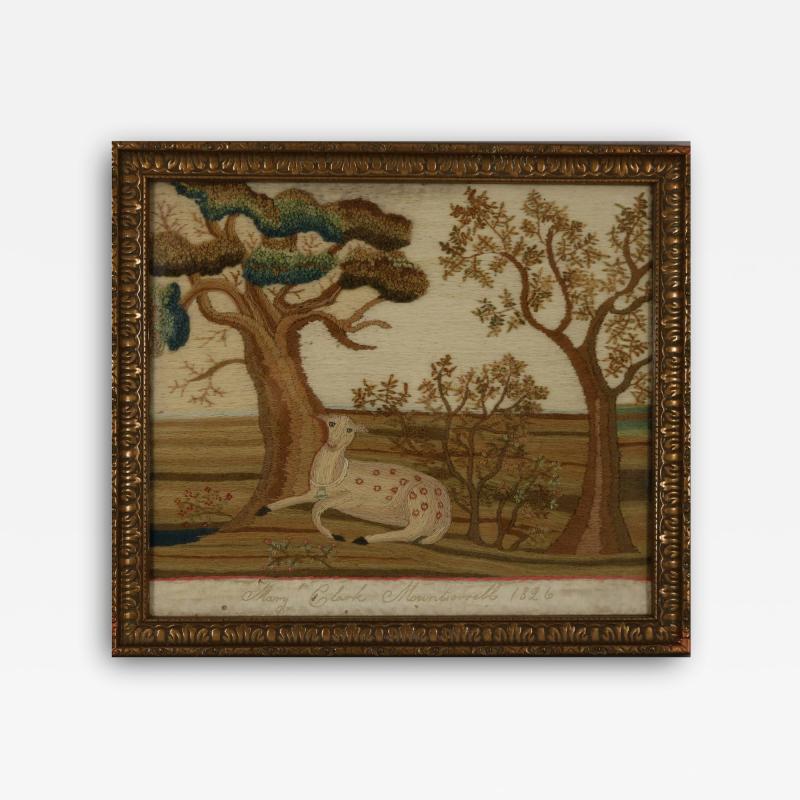 Regency Woolwork Deer Embroidery Mary Clark 1826