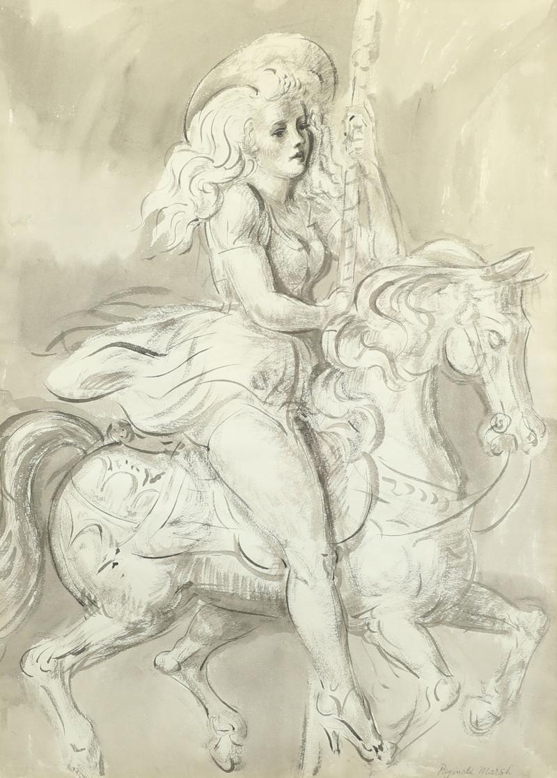 Reginald Marsh Merry Go Round GIrl A Double Sided Work