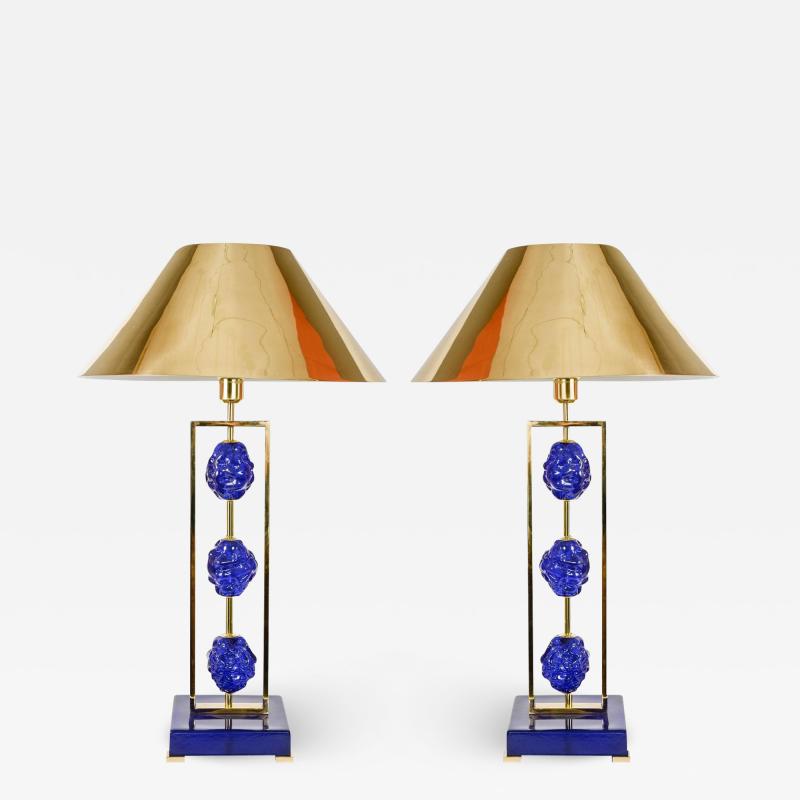 Regis Royant Pair of Murano Glass Lamps by Regis Royant