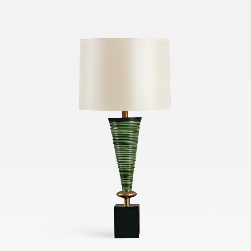 Rembrandt Lamp Company GREEN GLAZED CONICAL LAMP