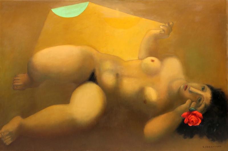 Remo Michael Farruggio Reclining Nude with Rose