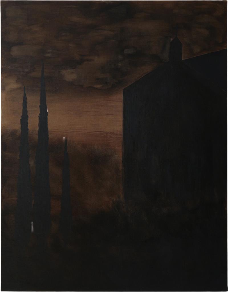 Remy Allamand THE CHAPEL PEREGRINATION Original painting on natural linen