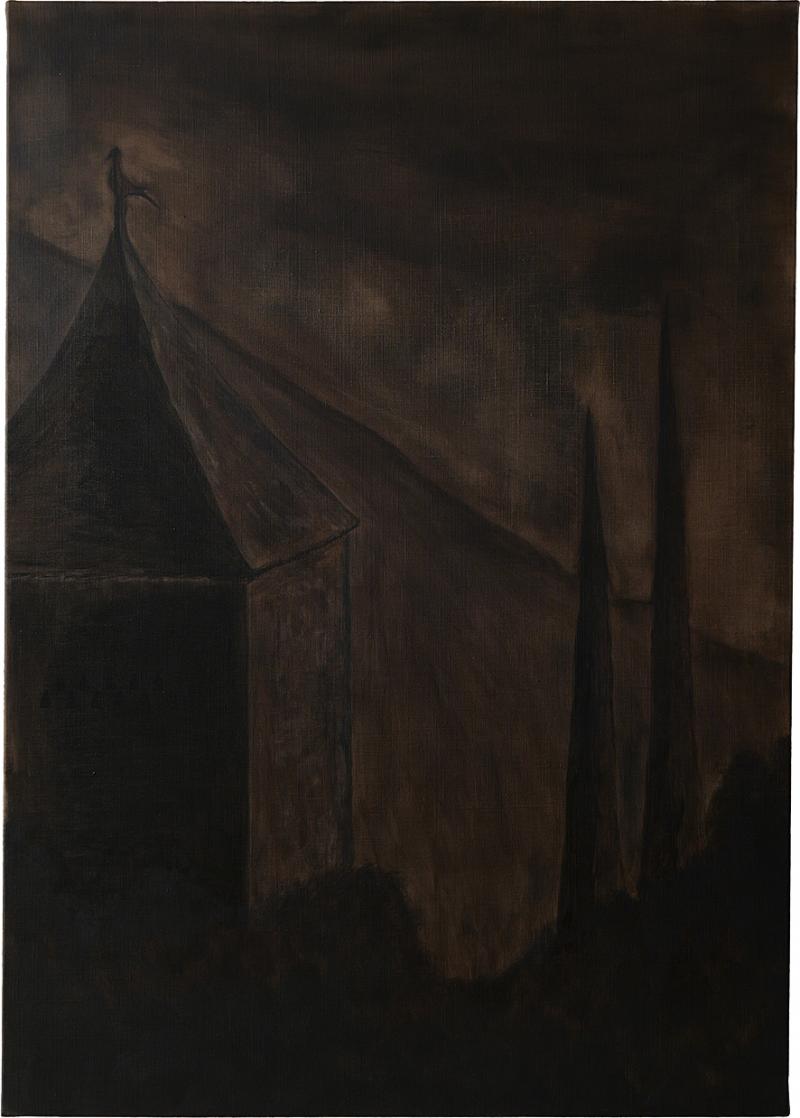 Remy Allamand THE DOVECOTE PEREGRINATION Original painting on natural linen