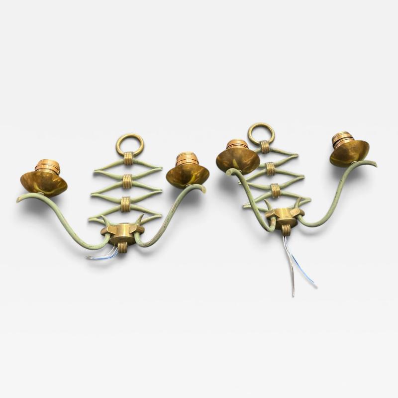 Ren Drouet 1940s bronze sconces by Ren Drouet