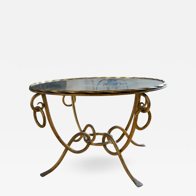 Ren Drouet Rene Drouet Gold Leaf Wrought Iron Coffee Table