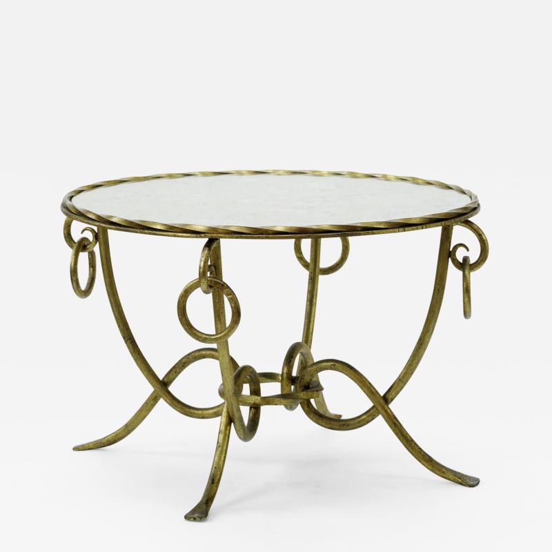 Ren Drouet Rene Drouet gold leaf wrought iron round coffee table