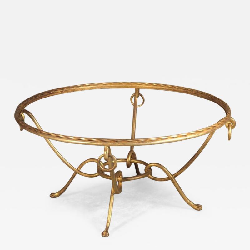 Ren Drouet Rene Drouet large round gilt iron coffee table