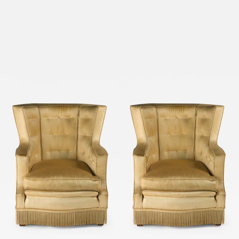 Ren Drouet Rene Drouet pair of small scale club slipper chairs