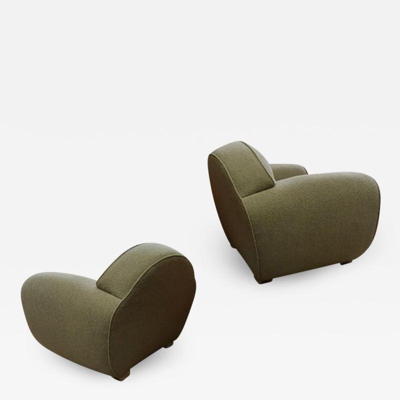 Ren Drouet Rene Drouet rarest documented roundish pair of comfy club chairs