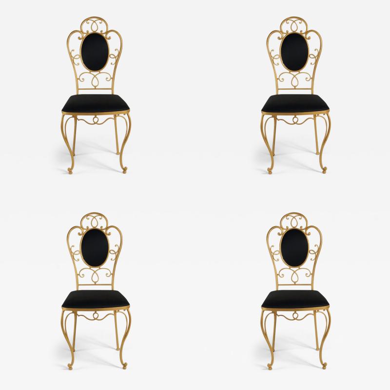 Ren Drouet Rene Drouet set of 4 gilt iron dining chairs