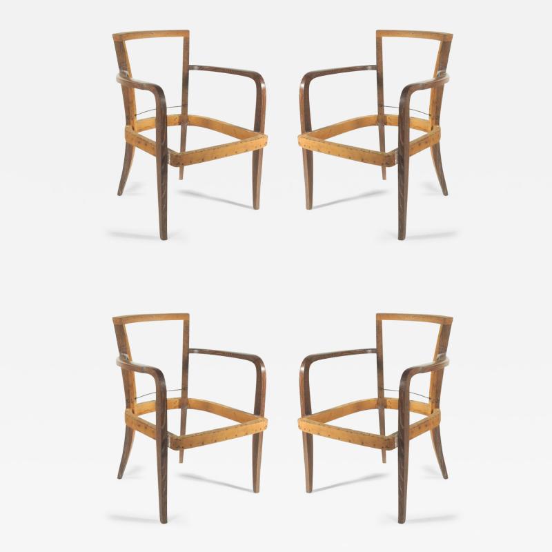 Ren Drouet Rene Drouet two pairs of cerused oak armchairs