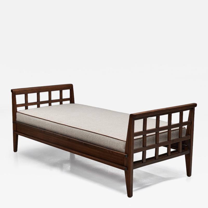 Ren Gabriel Daybed with Oak Cross Braced Frame by Ren Gabriel France ca 1945
