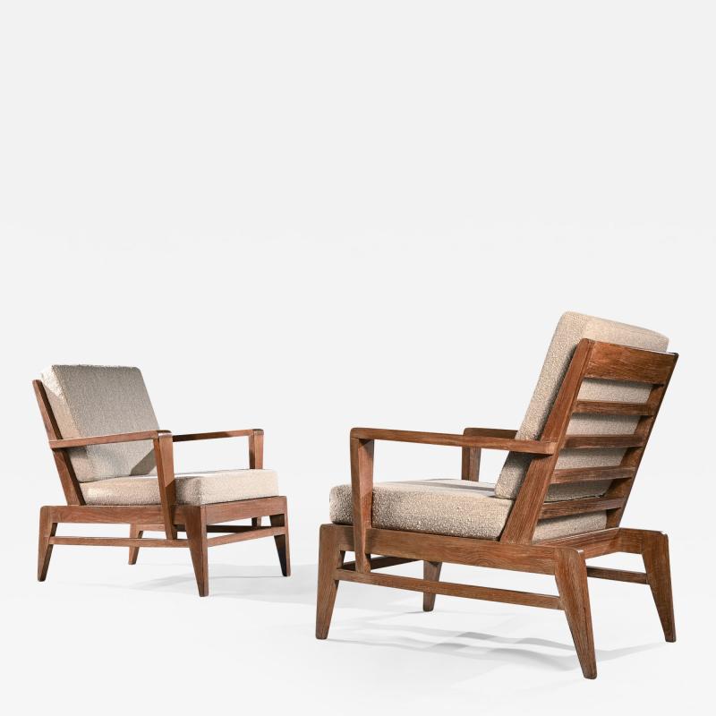 Ren Gabriel Iconic Pair of Rene Gabriel Mid 20th Century Oak Lounge Chairs