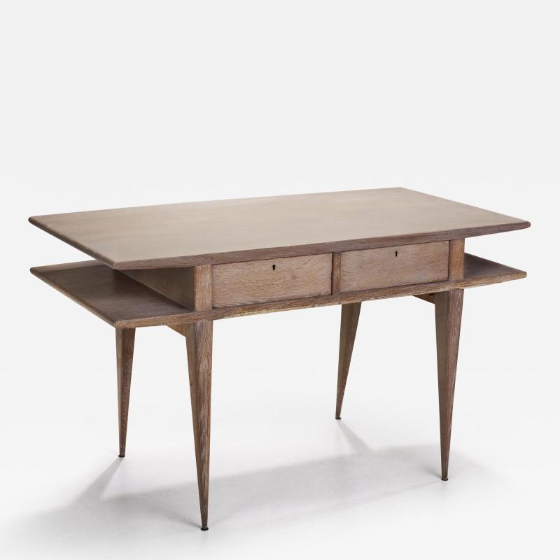 Ren Gabriel Limed Oak Desk in the Manner of Ren Gabriel France 1940s