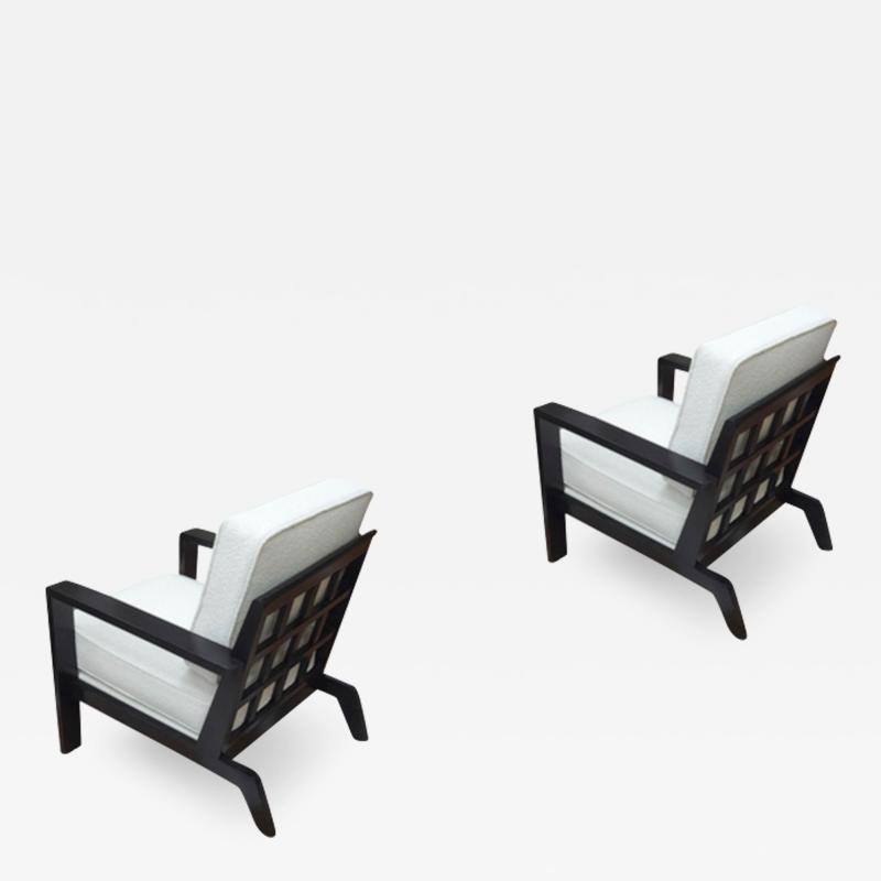 Ren Gabriel Rene Gabriel iconic now so researched pair of black lacquered lounge chair