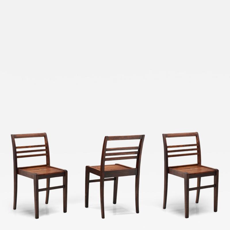 Ren Gabriel Set of Three Model 103 Oak Side Chairs by Ren Gabriel France 1940s